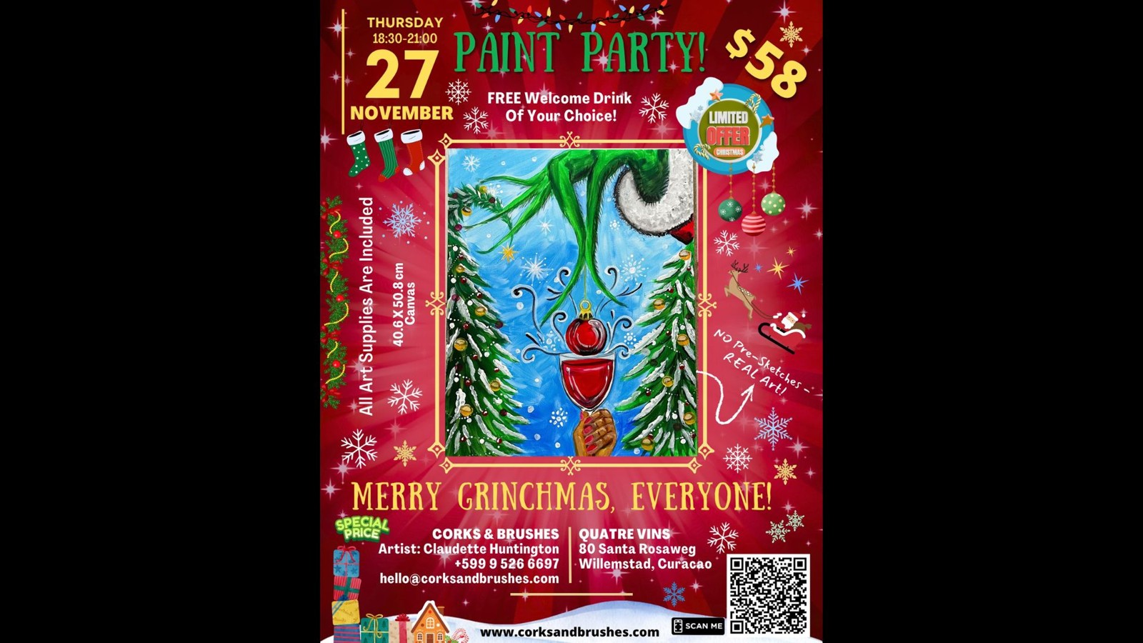 Merry Grinchmas Paint Party – Corks & Brushes - Image 1
